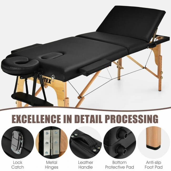 3 Fold Portable Adjustable Massage Table with Carry Case - LINWEY - Best 3 Fold Portable Adjustable Massage Table with Carry Case