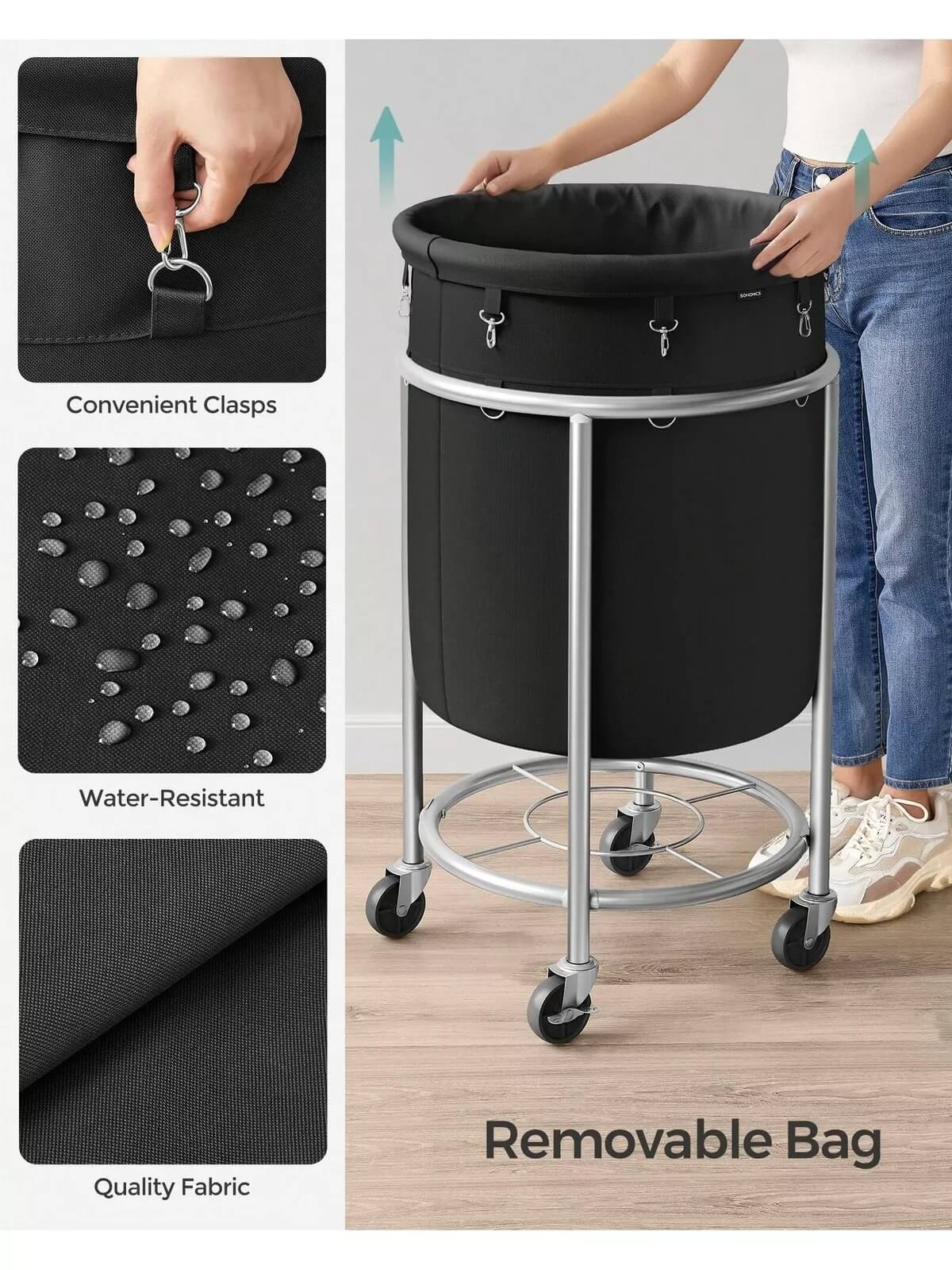 Heavy-Duty Rolling Laundry Basket