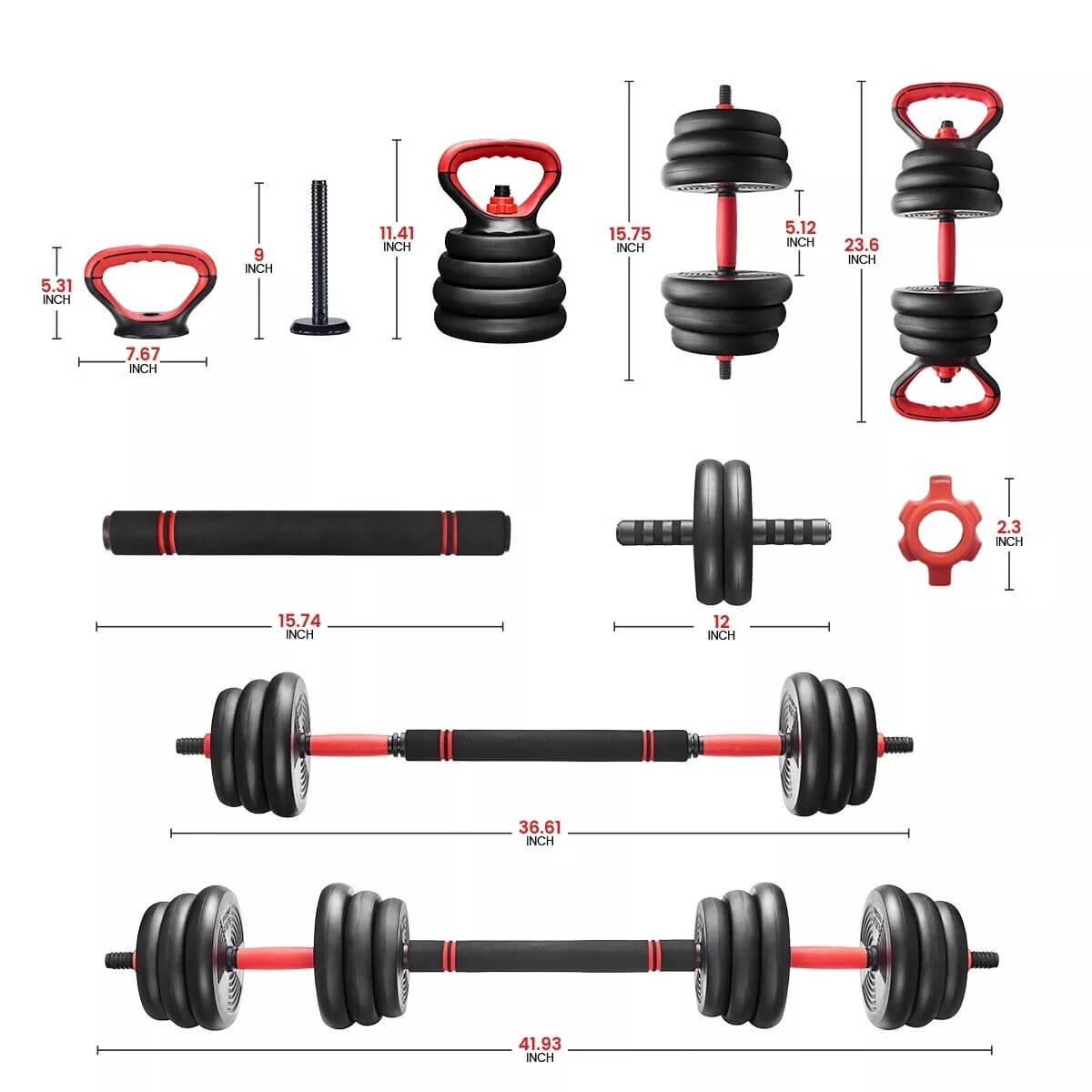 6 in 1 Adjustable Weight Dumbbell Set