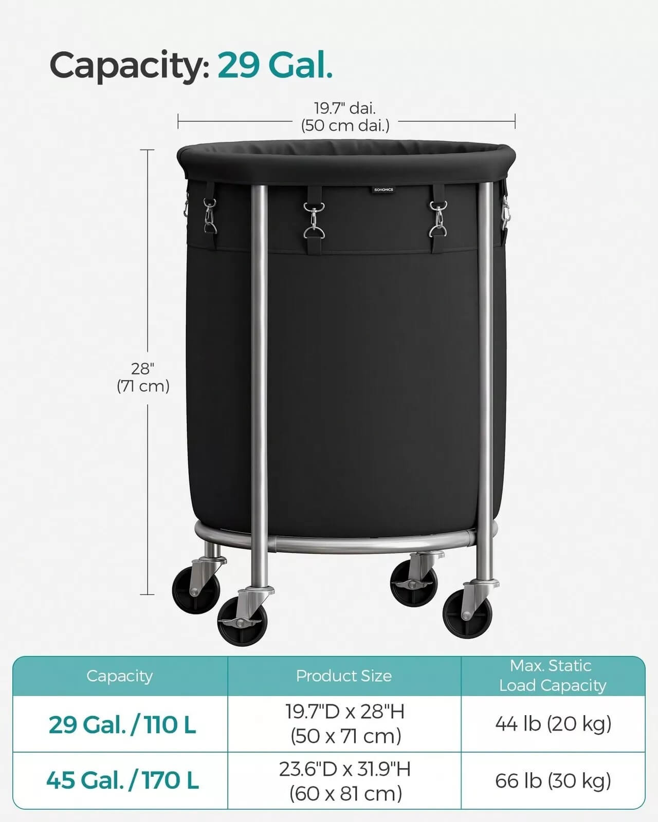 Heavy-Duty Rolling Laundry Basket