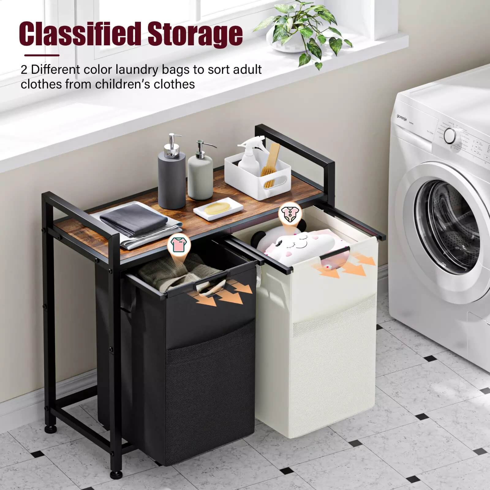 Double Laundry Hamper Basket Organizer