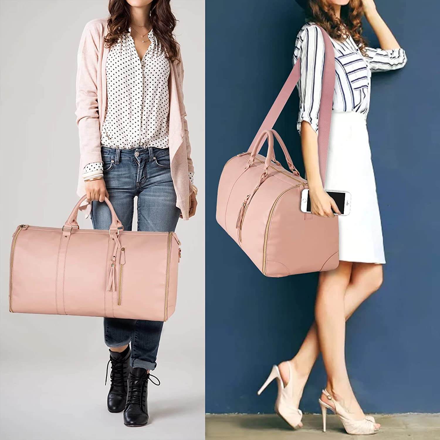 2 In 1 Leather Duffle Bag for Women - LINWEY - Best 2 In 1 Leather Duffle Bag for Women