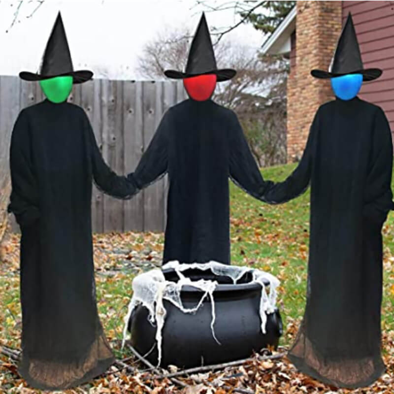 Halloween Witch - Set Of Three Holding Hands Witches Decoration - LINWEY - Best Halloween Witch - Set Of Three Holding Hands Witches Decoration