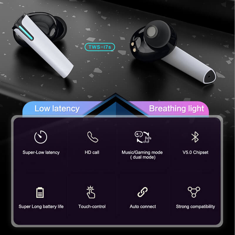 I7S Ultra Low Latency Bluetooth 5.0 Gaming True Wireless Earbuds - LINWEY - Best I7S Ultra Low Latency Bluetooth 5.0 Gaming True Wireless Earbuds